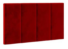 Cabeceira Cama Solteiro Placa Estofada 90 cm Suspensa Itália - Vermelho Suede