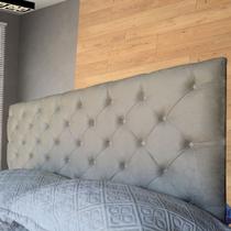 Cabeceira Capitonê Bege Suede Amassado Queen 160 X 120