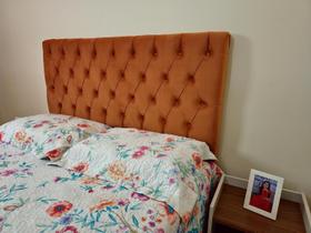 Cabeceira Capitonê Casal SRJ Suede Cor Terracota