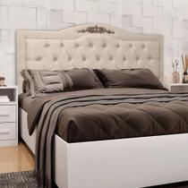 Cabeceira Capitonê Provençal Luxo Para Cama De Casal King Size 195cm Linho Bege