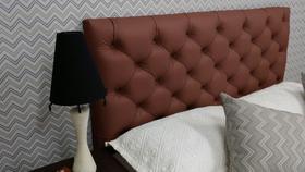 Cabeceira Casal 138 - Bello Box - Estilo Capitonê Tecido Sintético Marrom Sem Strass