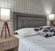Cabeceira Casal 140 Cama Box Diamond Veneza 10 Cinza Linho Com Pés RBL