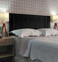 Cabeceira Casal 140 Cama Box Double Siena Preto Suede Painel RBL Cabeceira Casal 140 Cama Box Double Siena Preto Suede Painel RBL
