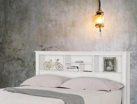 Cabeceira Casal 1,40 Havana com Nichos Branco - Tebarrot