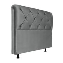 Cabeceira Casal 140cm Barbara Suede Cinza ID Milani Store