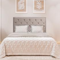 Cabeceira Casal 140cm Carol Estofada Veludo Madeira Maciça Reforçada Quarto Cama Box