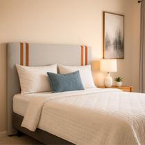 Cabeceira Casal 140cm Linho Madeira Maciça Eucalipto Quarto Cama Box