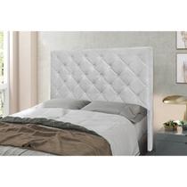 Cabeceira Casal 140cm Linho Rústico Tânia Branco Grigio Cabeceira Casal 140cm Linho Rústico Tânia Branco Grigio