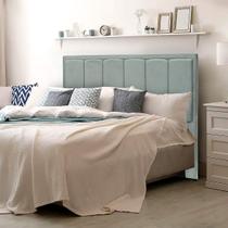 Cabeceira Casal 140cm Nobre Tecido Bouclê Madeira Maciça Estofada Quarto Parede Fixa Cama box