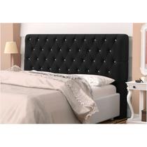 Cabeceira Casal 140cm Para Cama Box Lady Suede Preto Botões Strass - SA Móveis