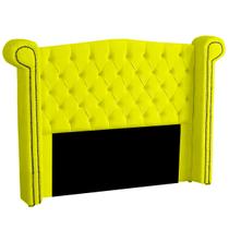 Cabeceira Casal 160cm Decorativa Ayla Veludo Amarelo - Montanaris Decor