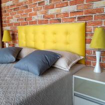 Cabeceira Casal Amarelo Durasi 15 Suede Liso 140 X 120 Cm
