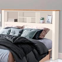 Cabeceira Casal Box Martina com Prateleira Off White Madeira