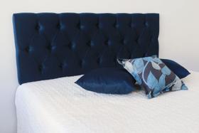 Cabeceira Casal cama box Acolchoada 1.40m Painel Cor Azul Marinho botoes cor