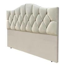 Cabeceira Casal Cama Box Botões Provençal Bege Suede Com Pés 120Cm Altura RBL