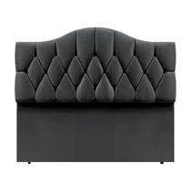 Cabeceira Casal Cama Box Botões Provençal Chumbo Suede Com Pés 120Cm Altura RBL