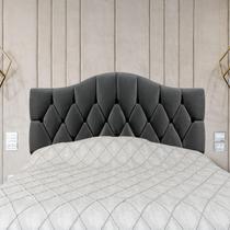 Cabeceira Casal Cama Box Botões Provençal Cinza Suede Com Pés 120Cm Altura RBL