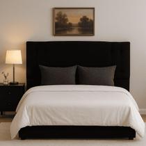 Cabeceira Casal Cama Box Estofada Camille 140 cm Veludo