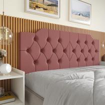 Cabeceira Casal Capela Suede Capitonê Dobrável Espuma Premium Ideal para Box Casal - Rosa