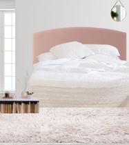 Cabeceira Casal Charlotti Luxo Estofada Em Veludo Rosê Claro