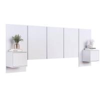 Cabeceira Casal com 2 Mesas de Cabeceira Extensível PL1160 200x90cm Branco - Art In Móveis