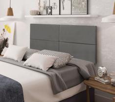 Cabeceira Casal com 4 detalhes Suspensa Moderna - 140 CM - Cinza material sintético