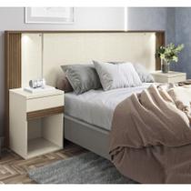 Cabeceira Casal com mesa de cabeceira c/led Bourbon Santos Andira