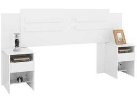 Cabeceira Casal e Queen MDP com 2 Prateleira 2 Mesas de Cabeceira Demóbile Triunfo Branco