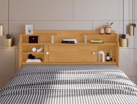 Cabeceira Casal Elisa Conjunto Box Colchão 138cm Naturalle mdf