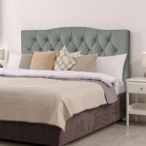 Cabeceira Casal Estofada Box para Colchão 138x188cm Capitonê Lari 140cm Veludo Cinza -luxo Estofados