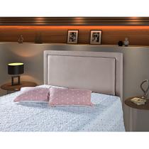 Cabeceira Casal Estofada Cama Box 1,95 Turim com Framer Veludo Pavia Bege