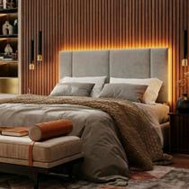 Cabeceira Casal Estofada com LED