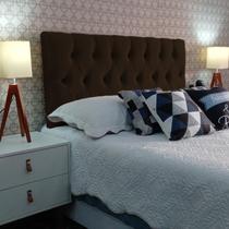 Cabeceira Casal Estofada Luna Suede Marrom 140 x 120 RBL Cabeceira Casal Estofada Luna Suede Marrom 140 x 120 RBL