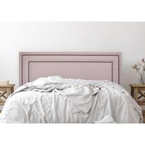 Cabeceira Casal Estofada para Cama Box com Tachas 140x60cm Reta Luxo Dupla Rosa/Fumê