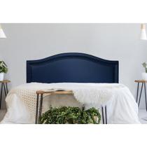 Cabeceira Casal Estofada para Cama Box, Modelo Curva Luxo com Tachas 1,40m x 0,60m, Veludo, Suede e Sintético Cabeceira Casal Estofada para Cama Box, Modelo Curva Luxo com Tachas 1,40m x 0,60m, Veludo, Suede e Sintético