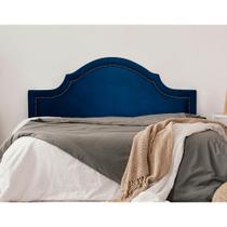 Cabeceira Casal Estofada para Cama Box, Modelo Provençal Luxo com Tachas 1,40m x 0,60m, Suede, Sintético e Veludo