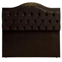 Cabeceira Casal Estofada Provençal Capitone Detalier Suede Chocolate 140 x 120 RBL