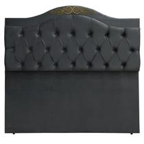 Cabeceira Casal Estofada Provençal Capitone Detalier Suede Chumbo 140 x 120 RBL