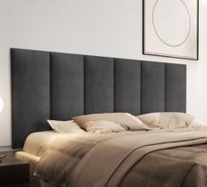 Cabeceira Casal Estofada Suspensa Moderna - 140 CM - Cinza material sintético