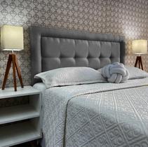 Cabeceira Casal Estofada Veneza 05 Luxor Linho Cinza 140 x 60 RBL