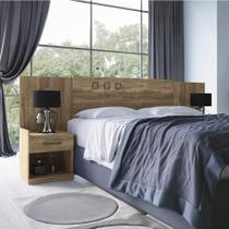 Cabeceira Casal Extensível com 2 Mesas de Cabeceira com Gavetas Plus