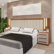 Cabeceira Casal Extensível Estofada com Led Luminous Yescasa Marrom Cinamomo/Off White/Leblon Areia Cabeceira Casal Extensível Estofada com Led Luminous Yescasa Marrom Cinamomo/Off White/Leblon Areia