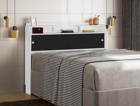 Cabeceira casal flex elisa conjunto box 138cm branca/preta