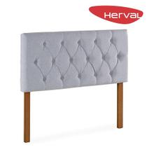 Cabeceira Casal Herval Berlim Estofada, 138 cm, Linho Cinza Claro Cabeceira Casal Herval Berlim Estofada, 138 cm, Linho Cinza Claro