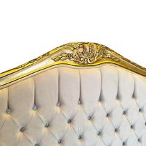 Cabeceira Casal Isabelle em Madeira Entalhada Luís XV em veludo Inca Tom Gelo