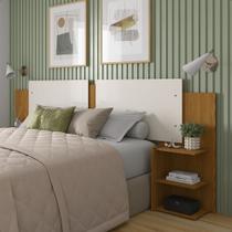 Cabeceira Casal King Queen Com Nichos Laterais Freijo com Off Painel Moderno com Prateleiras Cabeceira Casal King Queen Com Nichos Laterais Freijo com Off Painel Moderno com Prateleiras