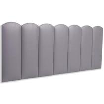 Cabeceira Casal Kit 7 Placas Modelo Nuvem - material sintético Cinza Cabeceira Casal Kit 7 Placas Modelo Nuvem - material sintético Cinza