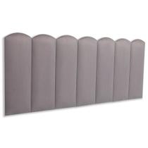 Cabeceira Casal Kit 7 Placas Modelo Nuvem - Suede Cinza Cabeceira Casal Kit 7 Placas Modelo Nuvem - Suede Cinza