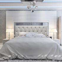Cabeceira Casal Luna Bege Com Strass 140 X 60 RBL