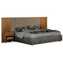 Cabeceira Casal Milano Cinamomo Veludo Camurça Leifer Móveis